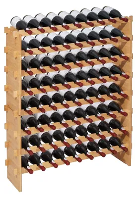Immagine prodotto di VEVOR Scaffale modulare impilabile per 72 bottiglie, 8 ripiani, scaffale per bottiglie con portata totale di 80 kg, stabile, portabottiglie per cucina, cantina, bar, portabottiglie naturale