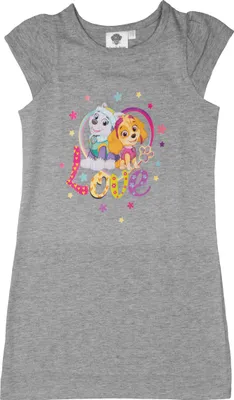 Produktbild von Paw Patrol Kleid für Mädchen Skye & Everest - Love Rock Kleidchen mit kurzen Ärmeln Grau 122-128