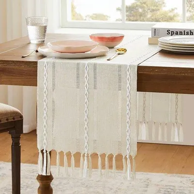 Produktbild von Tafelloper mit Fransen für ein gemütliches Interieur 30x140 cm
