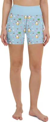Produktbild von Mr. & Mrs. Panda Yoga Shorts Pinguin Kokosnuss Größe L - Blau - Geschenk, Fitnesshose, Yogabekleidung, Sportshorts Damen, Sporthose, Urlaub, Sportbekleidung, Erholt