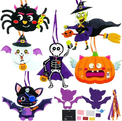 Image de Kit de bricolage pour Halloween, feutrine, 12 pièces, 6 motifs, pour la décoration d'Halloween