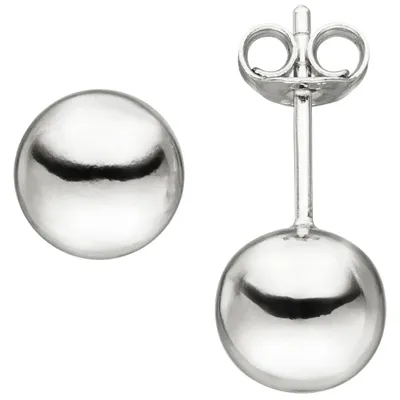 Produktbild von Ohrstecker Ohrringe Kugel 8mm Kügelchen glänzend 925 Silber rhodiniert