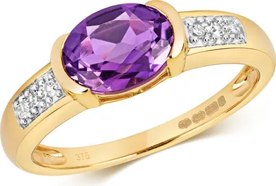 Produktbild von Edler 9 Karat (375) Gold Damen - Diamant Solitärring Brillant-Schliff 0.06 Karat mit Amethyst, 57 (18.1); TRS14871RSP