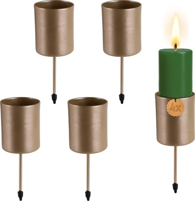 Produktbild von Kerzenhalter 4er Set Metall Gold Ø 3,3 cm mit Stab