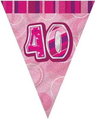 Produktbild von 40. Geburtstag | Wimpelkette pink