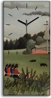 Produktbild von Wandbild Leinwand Bilder mit Uhr 30x60 Malerei auf dem Land Wald Bäume - schwarze Hände