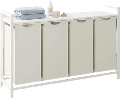 Produktbild von Wäscheschrank mit 4 Fächern – Wäschekorb – 116 x 33 x 72 cm