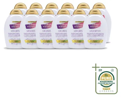 Immagine prodotto di 12 flaconi di shampoo OGX per capelli colorati, 385 ml ciascuno - confezione da 12 pezzi