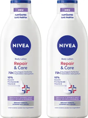 Produktbild von NIVEA Repair & Care Body Lotion Parfümfrei 2 x 400ml