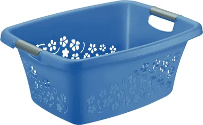 Image de Rotho Panier à linge 25L Flowers - Collecteur de linge - Panier à linge 50,5 x 38,3 x 21,8 cm - Boîte à linge en plastique - Panier de rangement Bac à linge