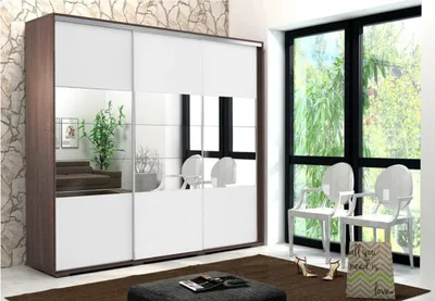 Produktbild von Dreitüriger Kleiderschrank mit Spiegel 278 cm LUCA – schoko/weiß