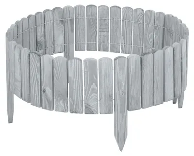 Produktbild von Garronda Beeteinfassung Holz Rollzaun Gartenzaun imprägniert Flexibler Rollborder Rasenkante Palisade Umzäunung für Garten Länge: 200 cm GD-0046 (Grau, Höhe: 10 cm)