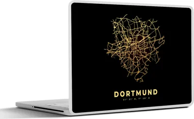 Produktbild von MuchoWow® Laptop Aufkleber Sticker Cover Karte - Dortmund - Gold - Stadtplan 32.5x23.5 cm - Sticker für Laptop - Selbstklebend