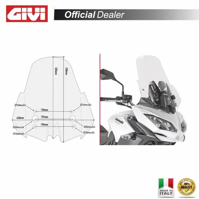 Immagine prodotto di Cupolino GIVI trasparente intercambiabile 53x44cm per KAWASAKI Versys 650