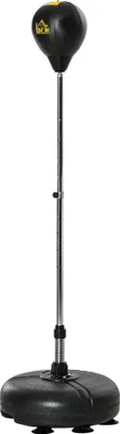 Zdjęcie produktu dla Zestaw do treningu bokserskiego HOMCOM Stojący worek bokserski, 133-151 cm, regulowana wysokość, z 1 parą rękawic, odpowiedni dla profesjonalistów i początkujących, czarny