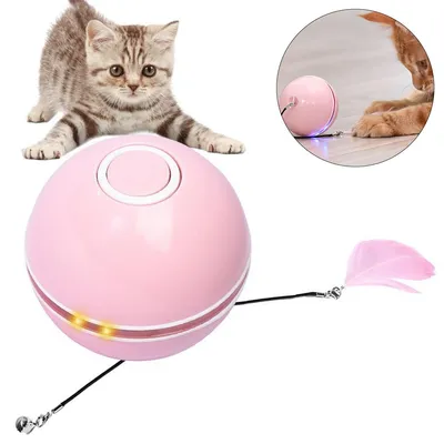 Produktbild von Interaktives Katzenspielzeug LED Ball, automatischer Katzen Spielball, USB aufladbar, 360° Bewegung, selbstrollend für Indoor Katzen