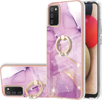 Produktbild von Galaxy A02S Marmor Handyhülle mit 360 Grad Ring Ständer Ultra Dünn Soft TPU Bumper Anti-kratzt Schutzhülle für Samsung Galaxy A02S Rosa
