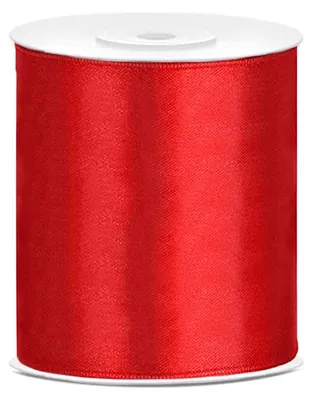 Image de Ruban cadeau satin rouge 25m 100mm de large