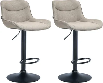 Produktbild von 2er Set Barhocker Vonore Stoff schwarz taupe