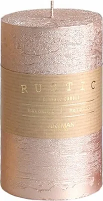 Image de METALIC Bougie rustique Ø7 x 15 cm or rose
