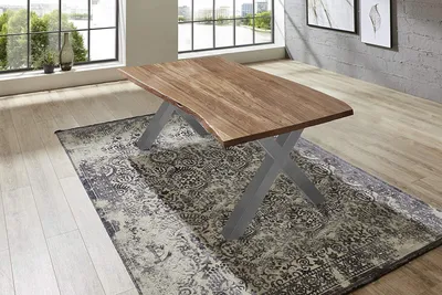Produktbild von Esstisch Baumkante massiv Akazie natur 200 x 100 silber XAVER