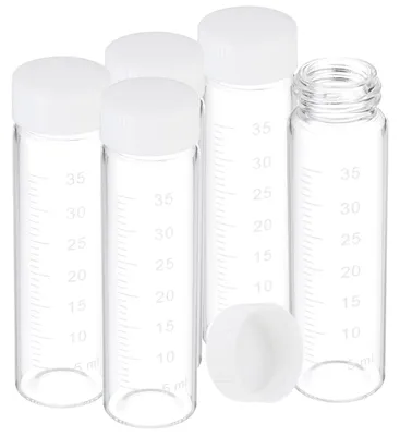 Productafbeelding van Set van 5 Heldere Glazen Vials met Witte Schroefdoppen van 40ml