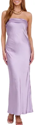 Immagine prodotto di Realtix: Top in seta satinata, senza spalline, modello tubino, abito lungo da donna, scollo profondo sulla schiena