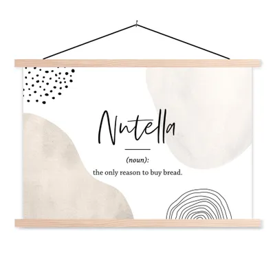 Produktbild von MuchoWow® Textilposter Zitate - Nutella - Sprichwörter - Wörterbuch - Nutella Definition 60x40 cm mit holzfarbenen Rahmen - Bilder