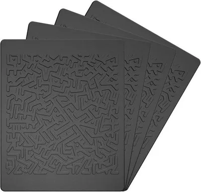 Produktbild von Ibenzoa® Antirutschmatten fürs Auto – 4er-Set, universelle Dashboard-Pads 16×13 cm, schwarz (PU), rutschfest & wiederverwendbar für Handy und Zubehör