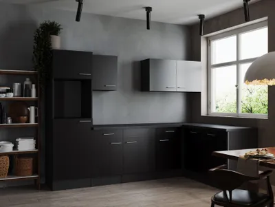 Produktbild von L Küche Leerblock Winkelküche Grau Matt Schwarz Oliver 280 x 172 cm Respekta