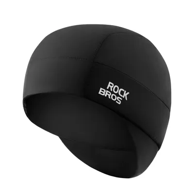 Image de Casquette de vélo d'hiver ROCKBROS, coupe-vent, thermique, pour casque, légère, pour femmes et hommes, noir