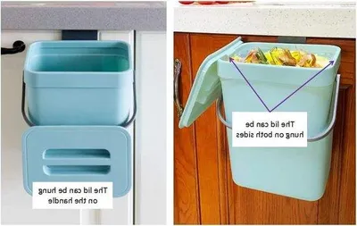 Image de Petites poubelles de cuisine avec couvercle - poubelles de compostage bleues de 13 gallons/5 litres