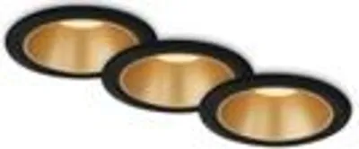 Produktbild von LED Einbauleuchten Bad 3er-Set Innenreflektor gold 4,9W Ø9,5 cm schwarz Briloner