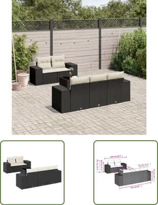 Produktbild von The Living Store 6-tlg. Garten-Sofagarnitur mit Kissen Schwarz Poly Rattan