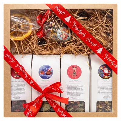Produktbild von Teegeschenkset Weihnachten - 5 Teesorten - 450 g - Geschenkset Tee - Kräutertee
