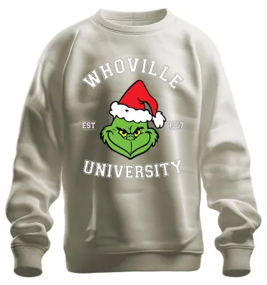 Produktbild von WHOVILLE UNIVERSITY Grinch Weihnachten Lustig Geschenk 1957 Sweatshirt Pullover, Natur, XL