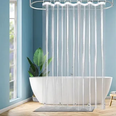 Produktbild von Duschvorhang Transparent 1 Stück, PEVA Badvorhang Wasserdicht Mit 5 Magneten Unten, Für Badewanne Und Dusche