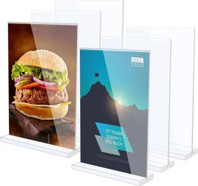 Productafbeelding van Famanu A5 Tafelstandaard, transparant kunststof - Set van 6 - Geschikt voor foto's, menukaarten, promoties