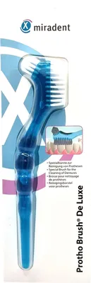 Produktbild von Miradent Prothesenbürste Brush De Luxe Hellblau