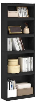 5-lagiges Bücherregal, Blackwood, verstellbare Böden, 180,59 cm