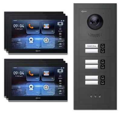 Produktbild von Goliath Premium IP GL-IPH600A.3 Video-Türsprechanlage, 6 Familien, 6× 10 Zoll Schwarz, Anthrazit, Aufputz