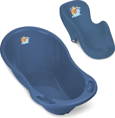 Produktbild von Baby Badewanne mit Baby badewannensitz 2 Set - Rheinland - Babybadewanne Neugeborene ab 0 bis 24 Monate mit Stöpsel + Baby badewannensitz mit Anti Rutsch Beschichtung