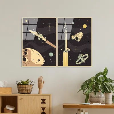 Produktbild von Wallity, UV-967 - 45 x 65, Dekoratives Gemälde aus gehärtetem Glas (2 Stück), Mehrfarbig, 100 % gehärtetes Glas, 45 x 65 cm