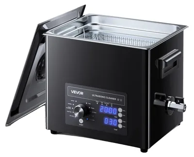 Image de Nettoyeur à ultrasons VEVOR Nettoyeur à ultrasons professionnel avecpar bouton rotatif 10 L, appareil de nettoyage avec panier & boule de nettoyage, appareil à ultrasons pour montres rasoirs bijoux pièces de monnaie