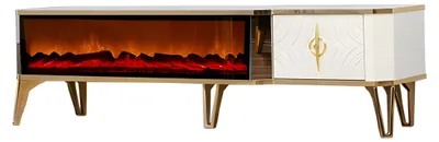Image de Le salon sous un nouveau jour : meuble TV bas avec fonction cheminée et éclairage LED