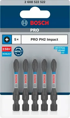 Image de Embout de vissage PRO Phillips Impact Bit, PH2, 55 mm, 5 pcs.