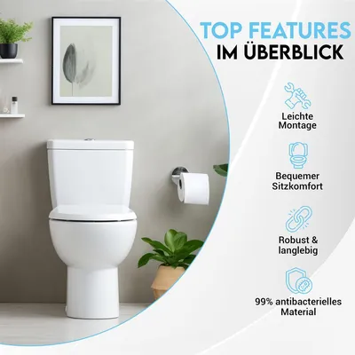Produktbild von WC-Sitz mit Absenkautomatik, Click-System, Urea-Duroplast und 99,99% antibakteriell
