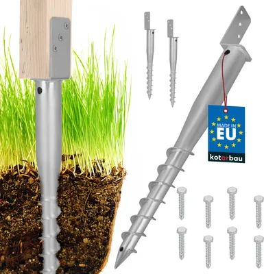 Produktbild von KOTARBAU® 2 Stk. L Pfostenträger zum Einschrauben L 735mm verzinkter Stahl Einschlaghülse Einschlagbodenhülse Pfostensockel L-Bolzen Erdanker Erdungsspieß Anker Holzpfosten Pavillon-Zäune Gartenzaun