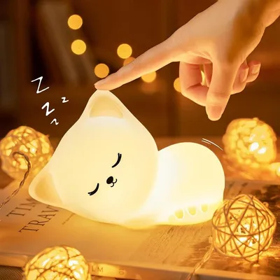 Produktbild von Minicee Katzen Nachtlicht LED Silikon USB mit Timer