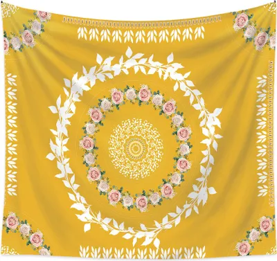 Obrázek produktu pro Květinová tapiserie, Mandala Flower Boho Wall Hanging, Cottage Hippie Tapiserie pro ložnici, obývací pokoj, kolej, domácí dekorace (150 cm x 130 cm, barva 2)